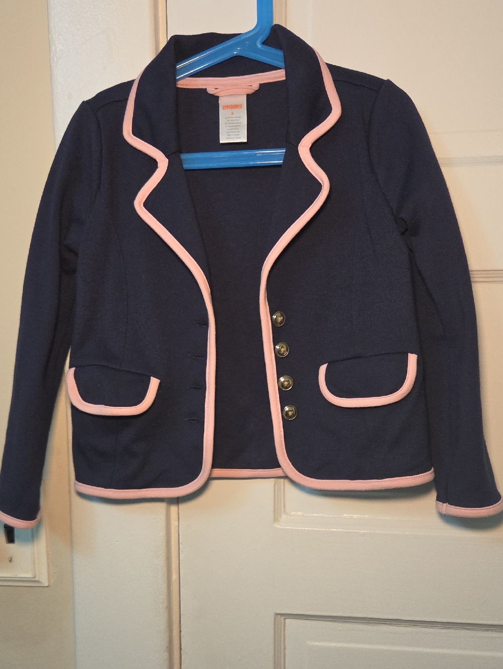 Gymboree Navy Blazer with Light Pink Piping